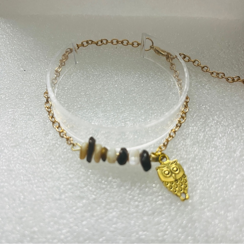 Gold and Black Dainty ankle Bracelet (GA604)